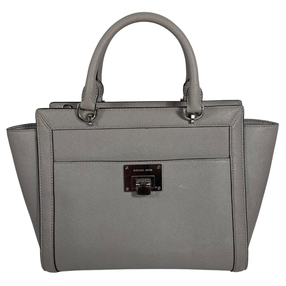MICHAEL KORS Tina Gray Saffiano Leather Satchel Bag Top Handle Purse NO STRAP